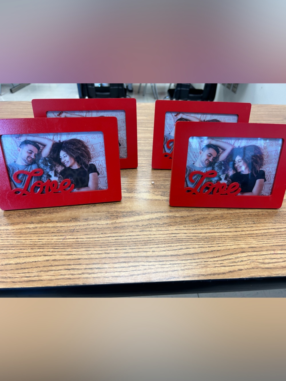 Set of 4 Red 'Love' Decorative Photo Frame - Home Accents